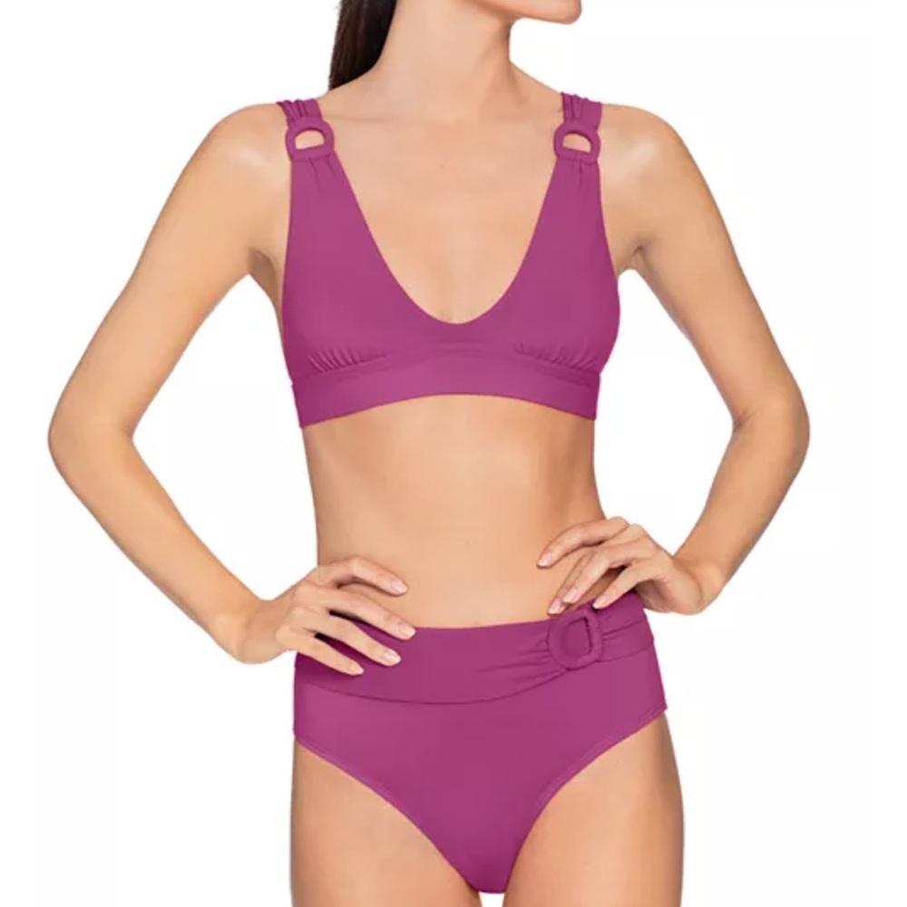 Robin Piccone Kate buckled High-Waist Bikini Bottom in purple Size M